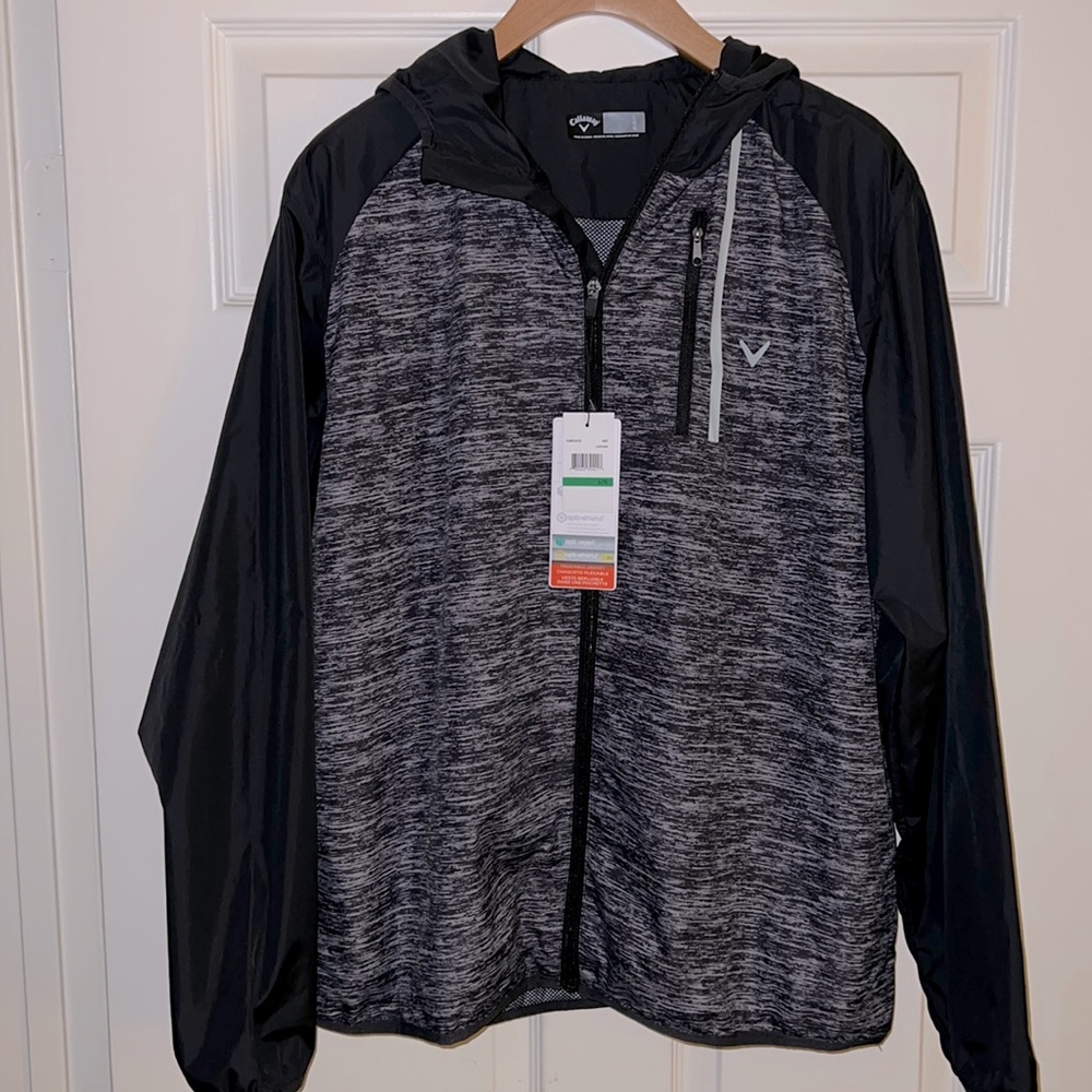 Callaway Mens Packable Lightweight Jacket Full Zip sz L NEW Caviar